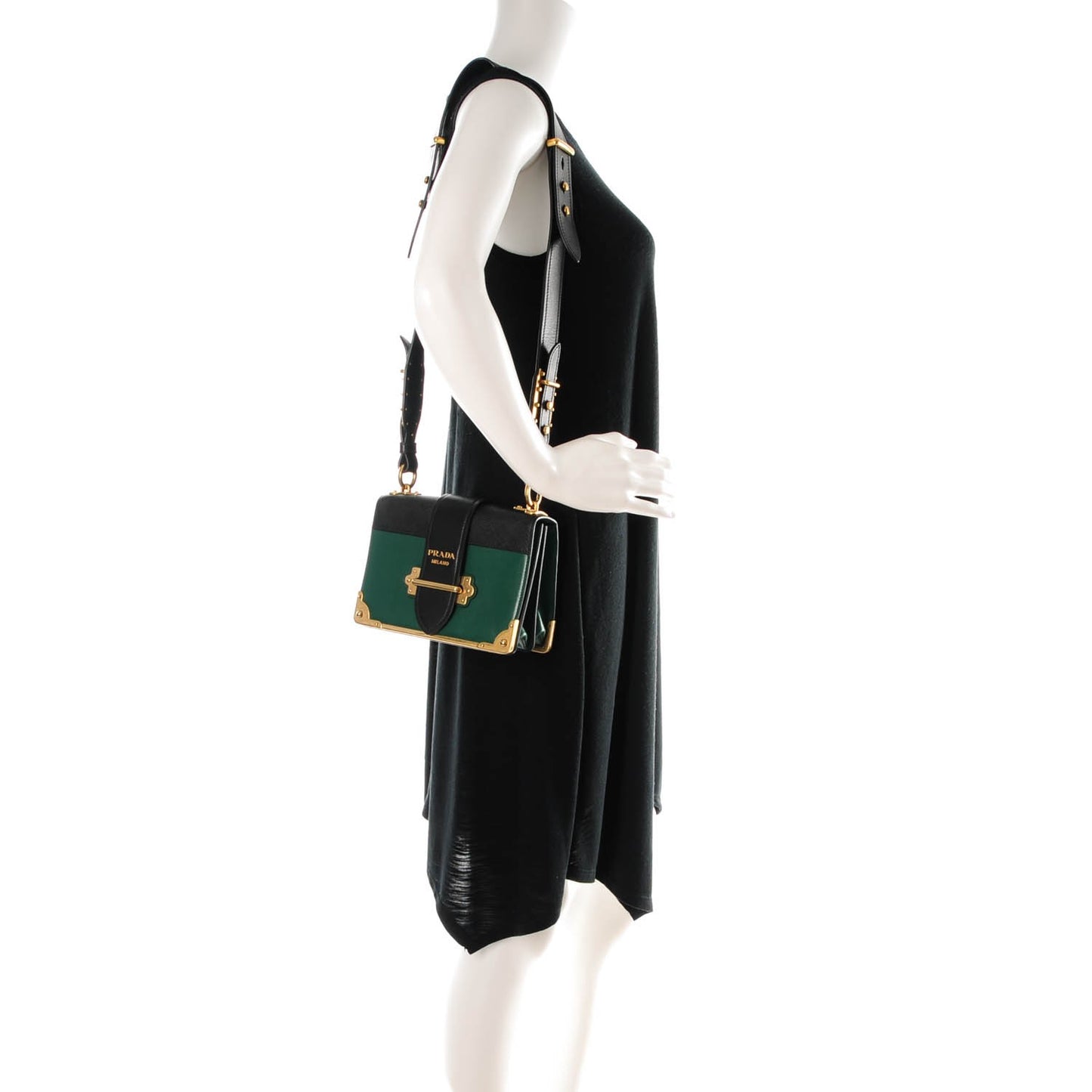 City Calf Saffiano Cahier Bag Billiard Green Black