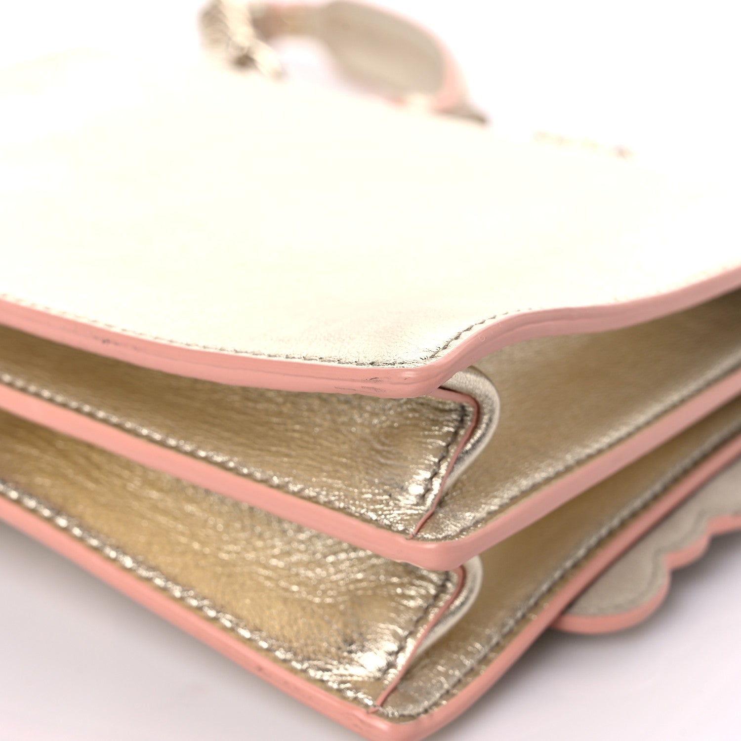 Fendi Vitello Catalan Mirror Scalloped Multi Studded Small Kan I Shoulder Bag Champagne 11 of 12