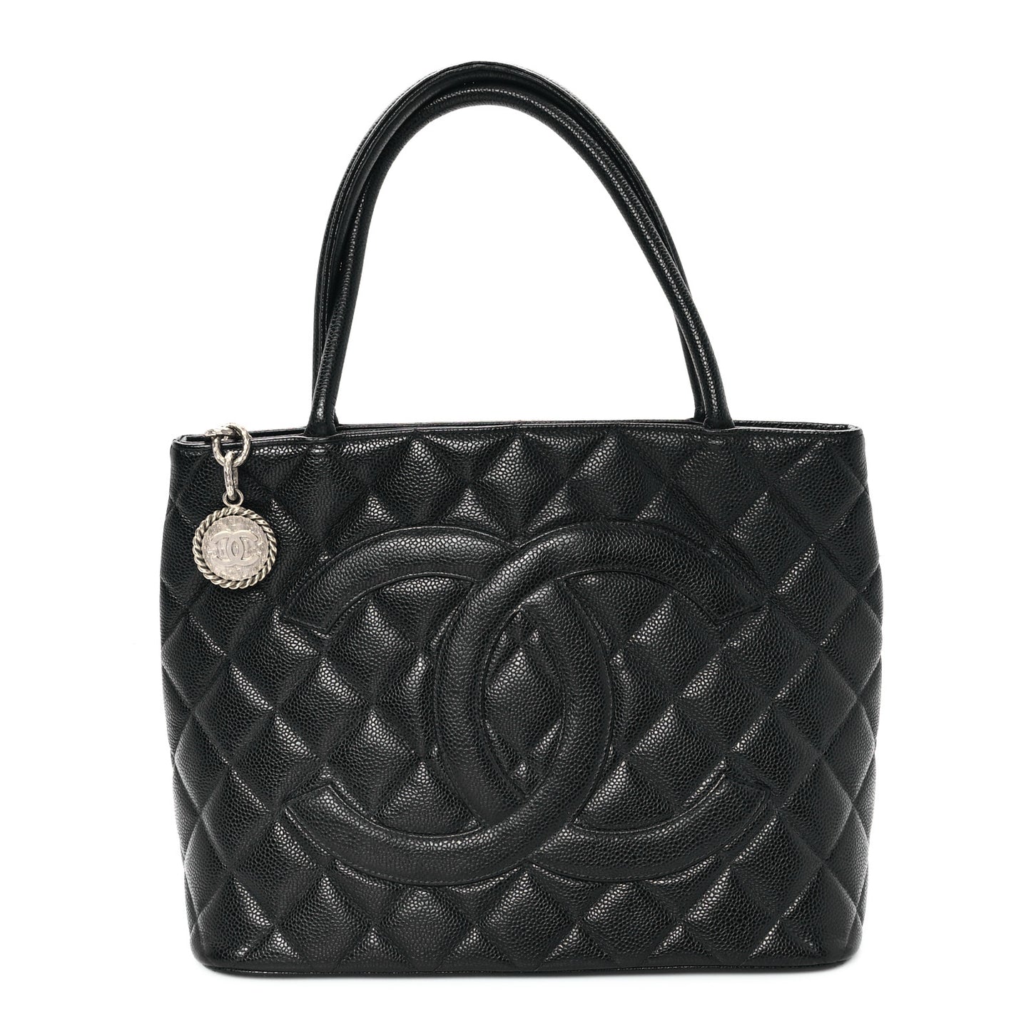Caviar Quilted Medallion Tote Black