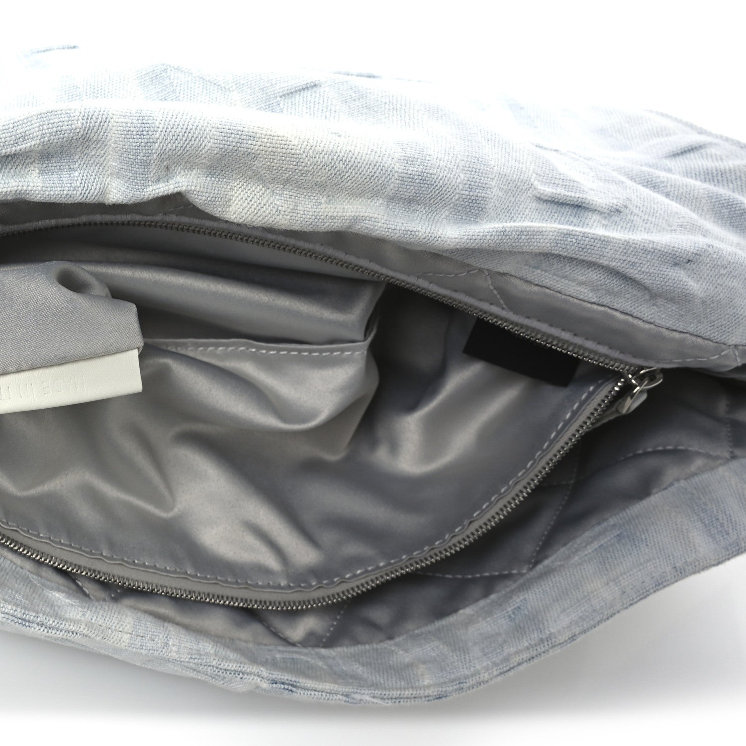 Fendi X MARC JACOBS Bleached Denim Logo Maxi Baguette Off White 7 of 12