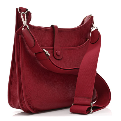 Hermes Taurillon Clemence EVELYNE III PM Rouge Grenat 3 of 11