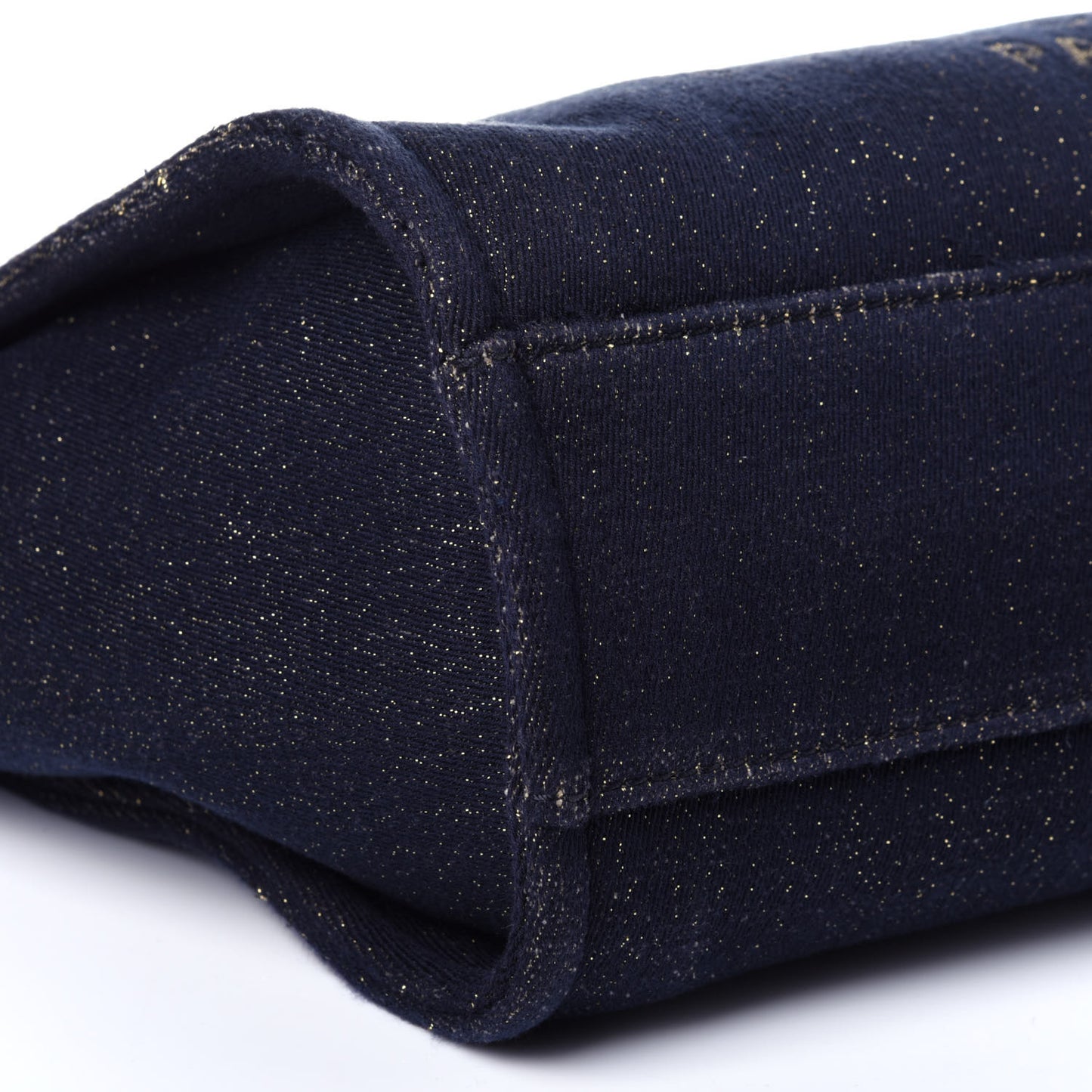 Lurex Canvas Small Deauville Tote Navy Blue Gold
