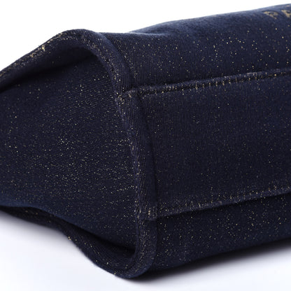 Chanel Lurex Canvas Small Deauville Tote Navy Blue Gold 8 of 11