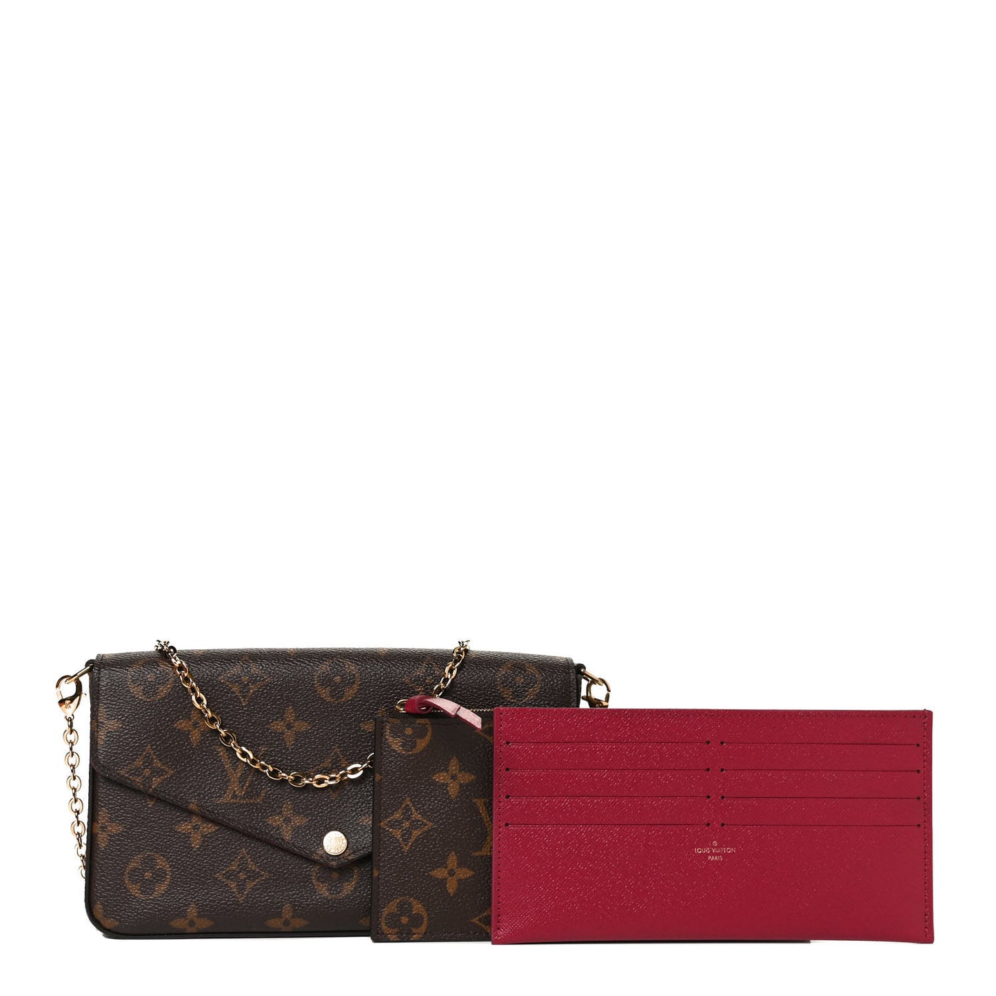 Monogram Pochette Felicie Chain Wallet Fuchsia