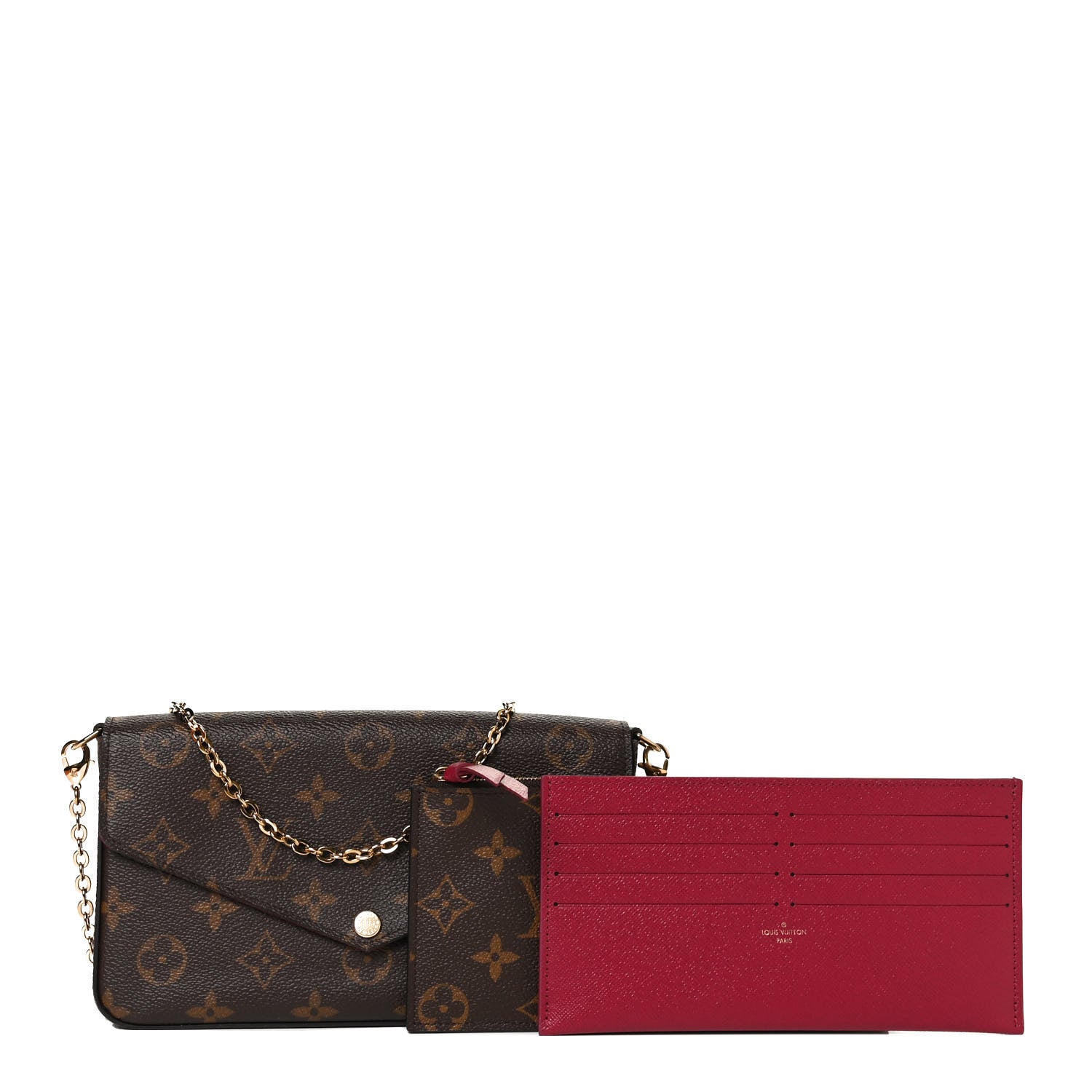 Louis Vuitton Monogram Pochette Felicie Chain Wallet Fuchsia 1 of 10