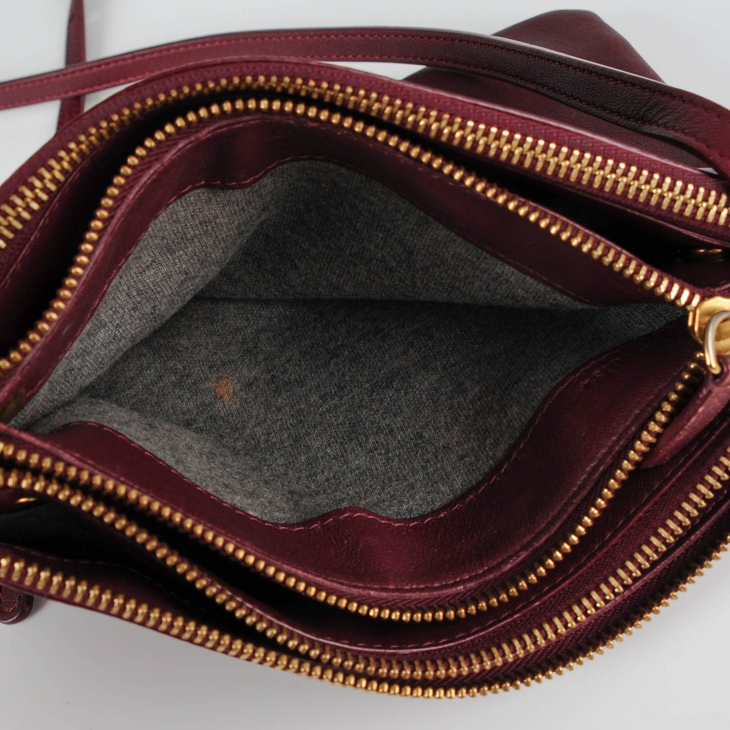 Smooth Lambskin Small Trio Crossbody Bag Burgundy