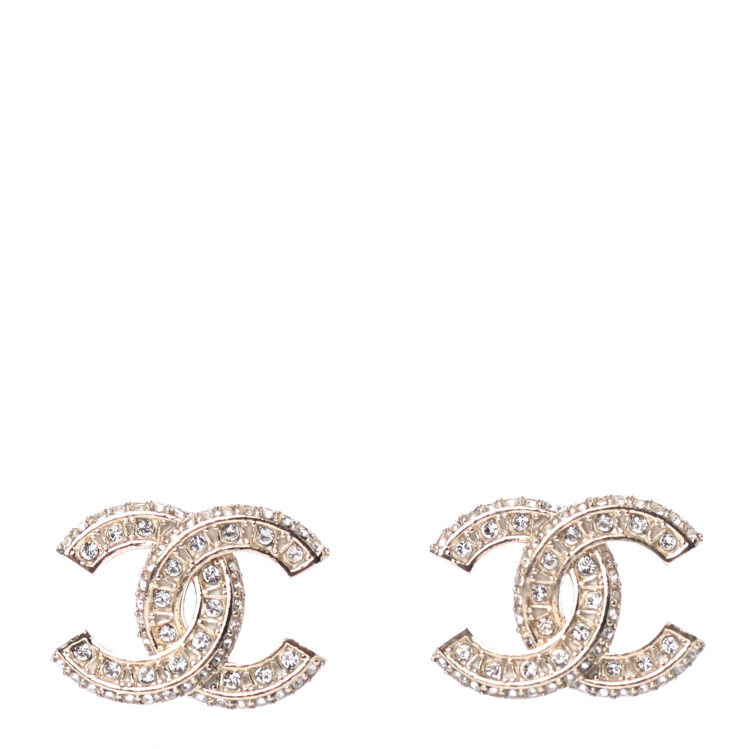 Chanel Crystal Timeless CC Earrings Light Gold 1 of 4