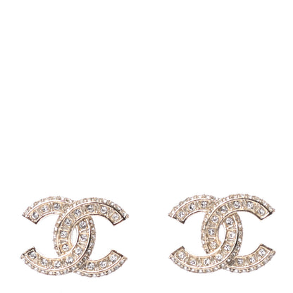 Chanel Crystal Timeless CC Earrings Light Gold 1 of 4