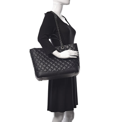 Chanel Calfskin Quilted Large Easy Shopping Tote Black 2 of 10