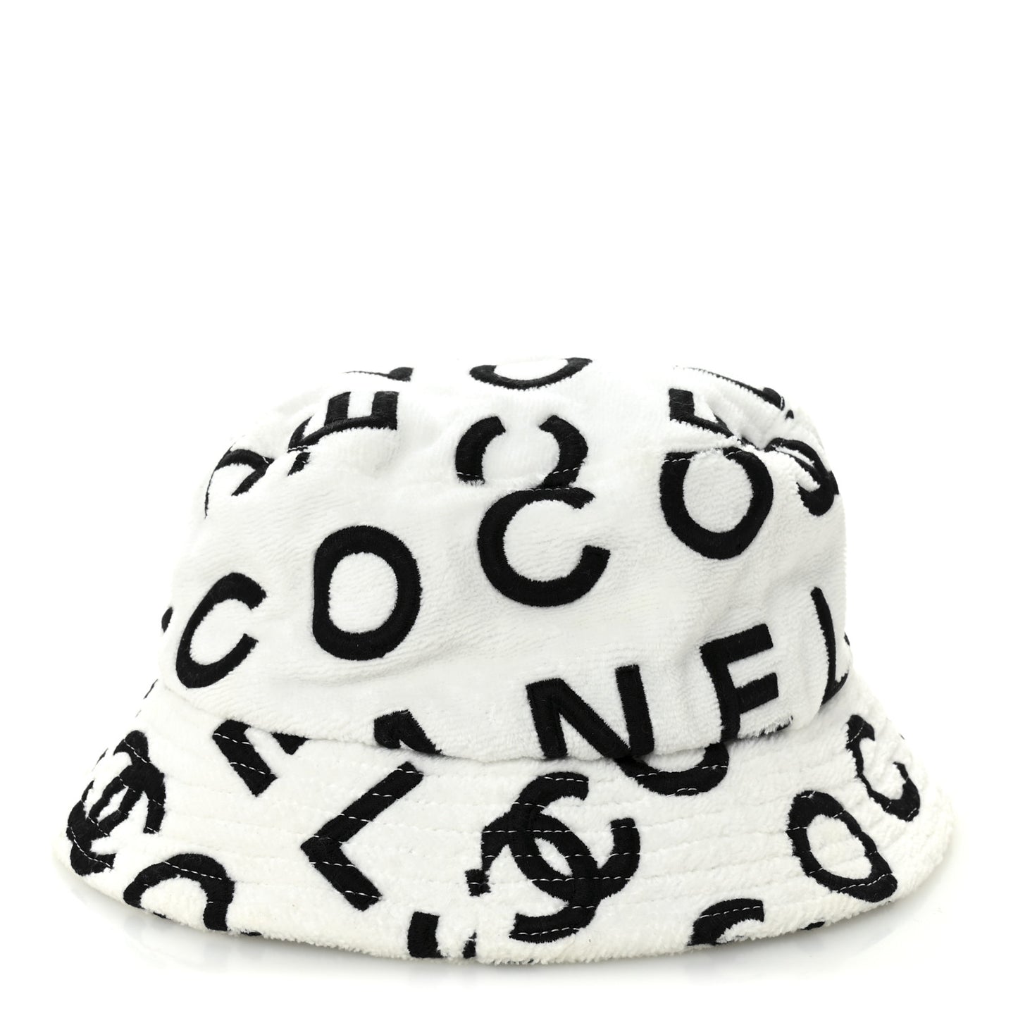 Terry Cloth Bucket Hat M White Black
