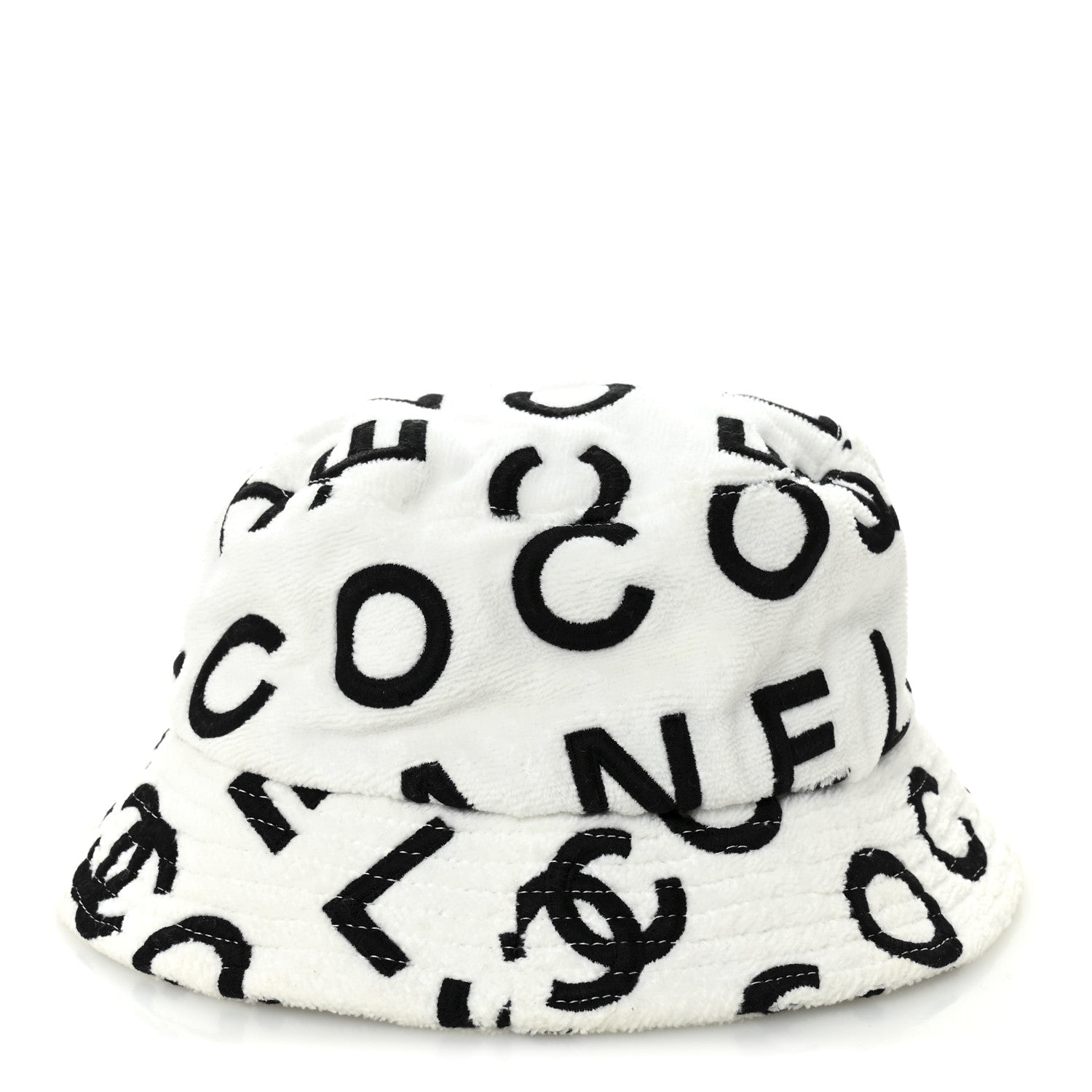 Chanel Terry Cloth Bucket Hat M White Black 6 of 8