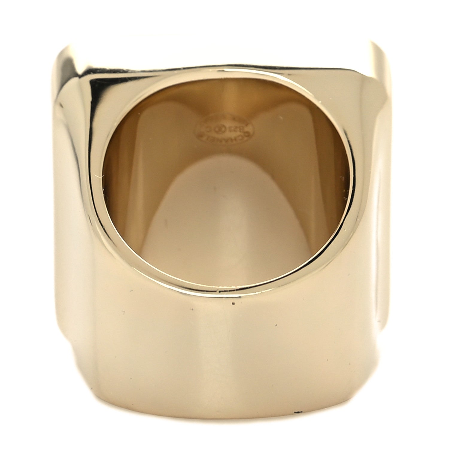 Chanel Metal Enamel CC Square Ring 53 6.5 Black Pink Gold 3 of 4