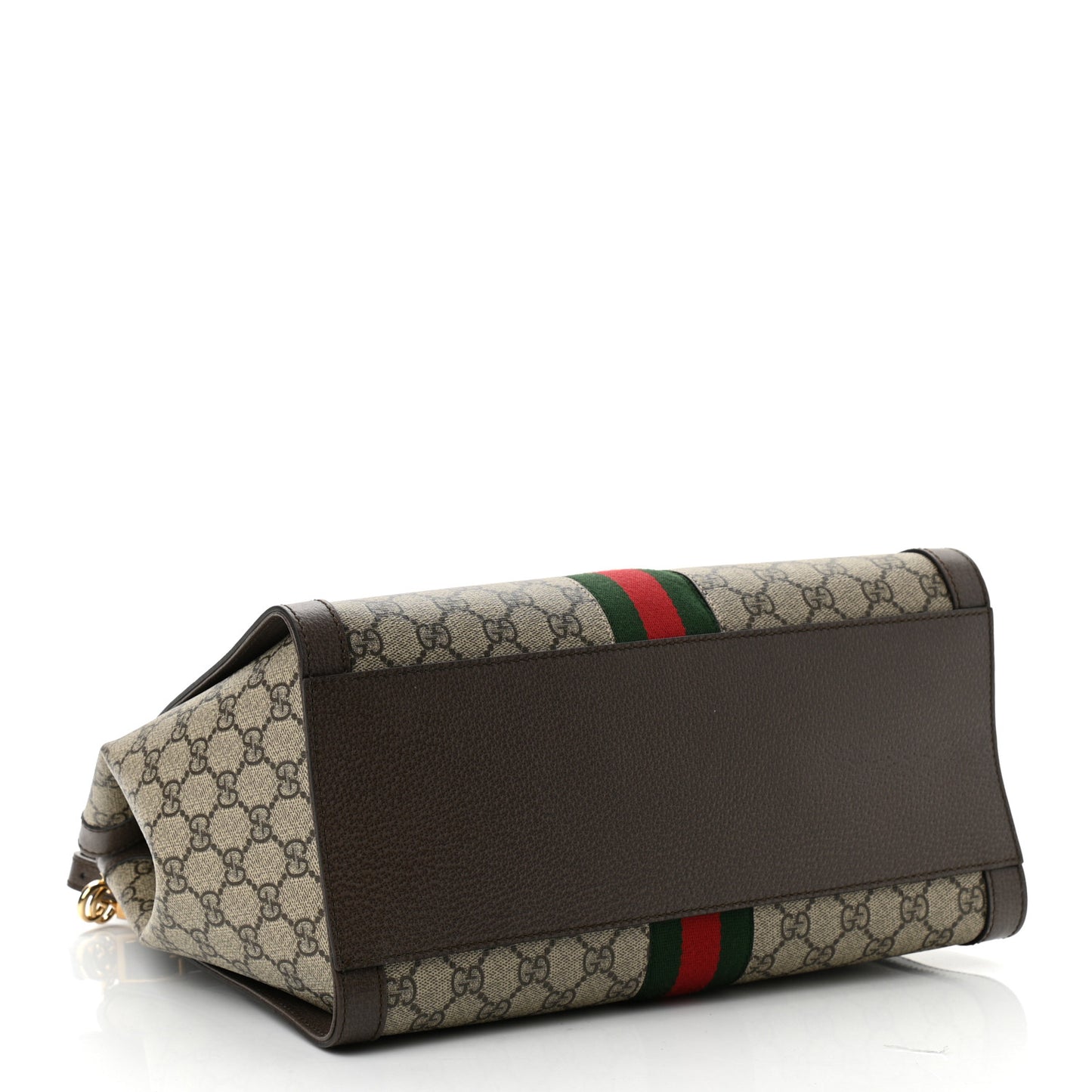 GG Supreme Monogram Web Medium Ophidia Tote Bag Brown