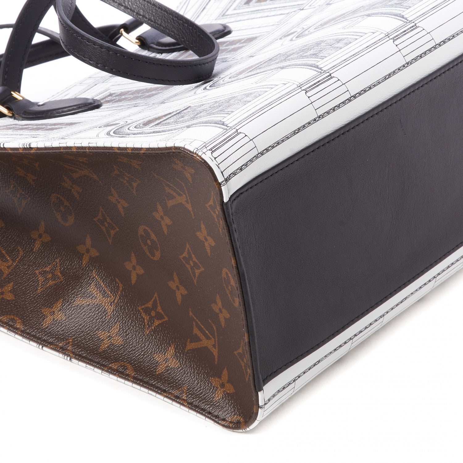 Louis Vuitton X FORNASETTI Calfskin Architettura Onthego MM Black White 6 of 8