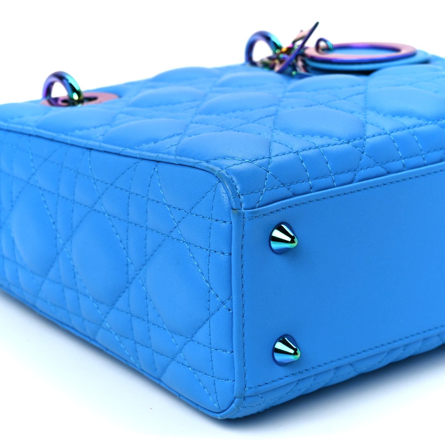 Lambskin Cannage Small Lady Dior Bright Blue