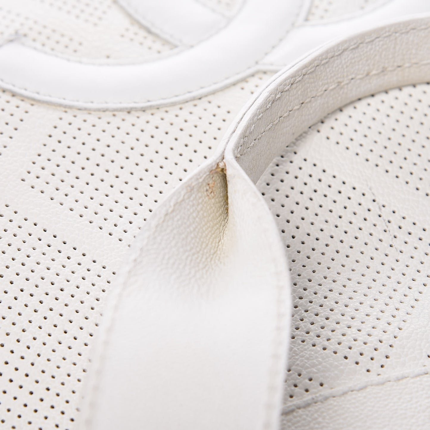 Goatskin Perforated Large CC Tote White
