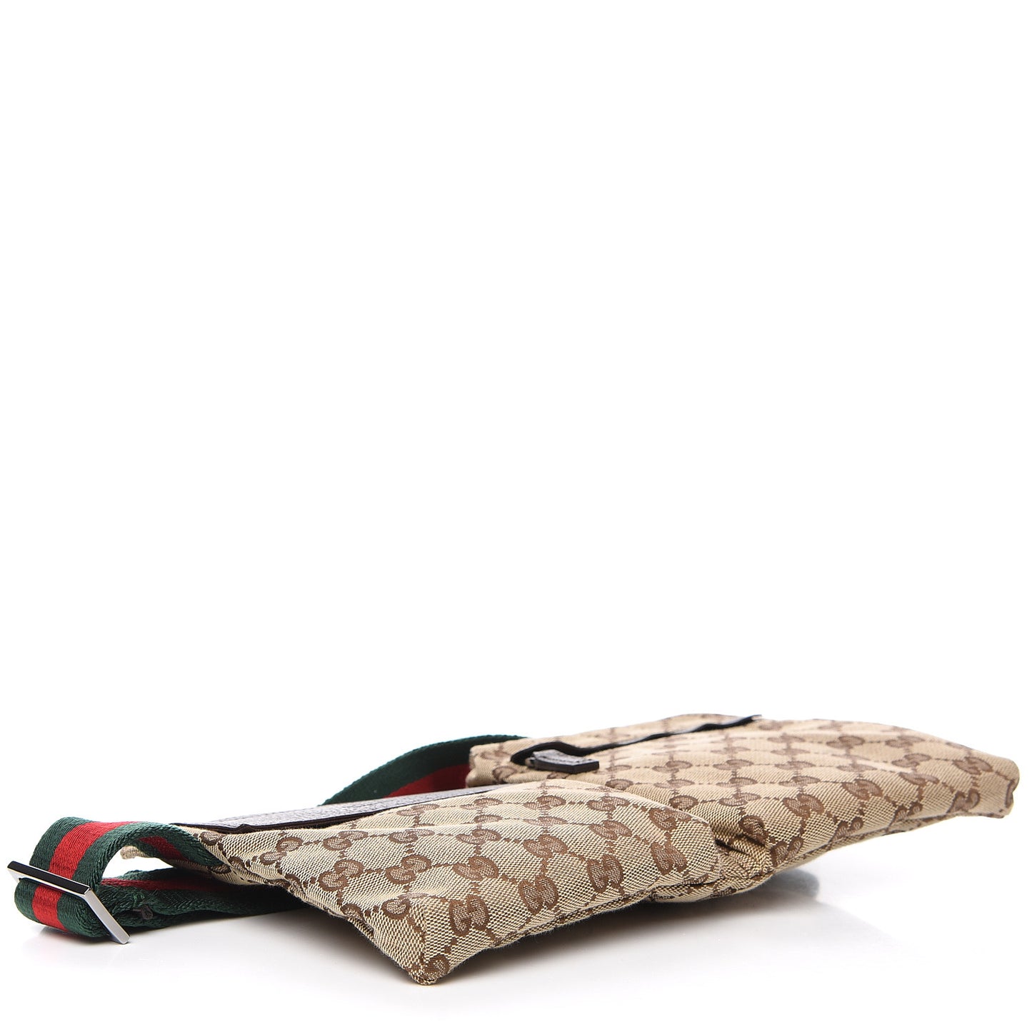 GG Monogram Web Double Pocket Belt Bag Dark Brown