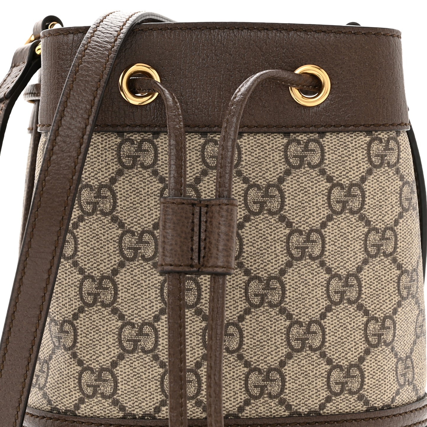 GG Supreme Monogram Web Mini Ophidia Bucket Bag Brown