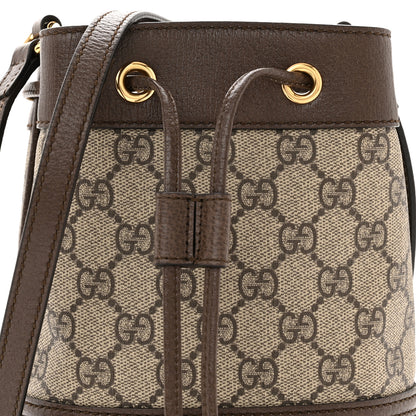 Gucci GG Supreme Monogram Web Mini Ophidia Bucket Bag Brown 7 of 9