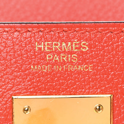 Hermes Evercolor Verso Kelly Retourne 32 Capucine Rouge H 6 of 15