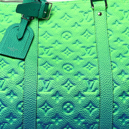 Louis Vuitton Taurillon Illusion Keepall Bandouliere 50 Bleu Vert 7 of 11