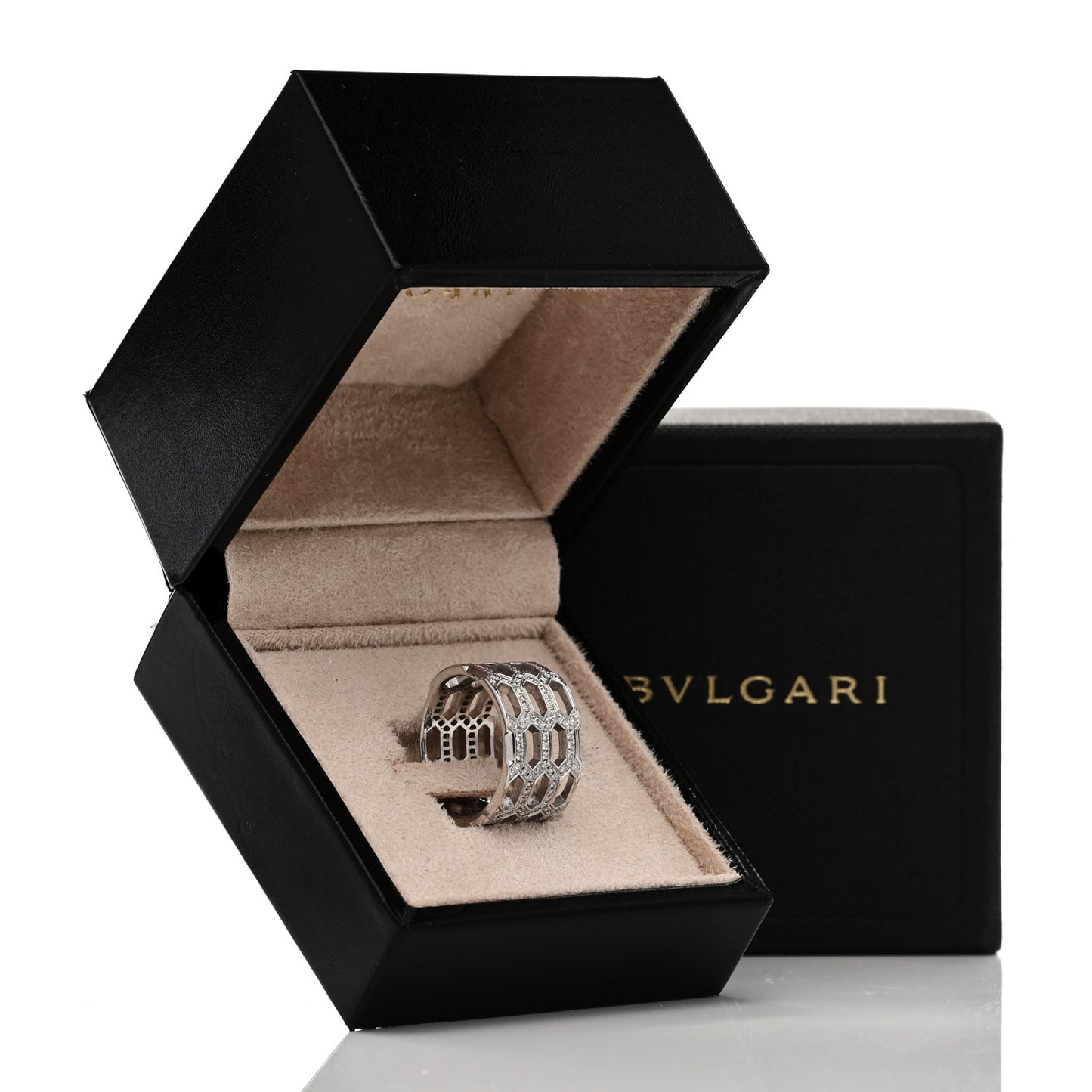 18K White Gold Diamond Serpenti Seduttori Pave Ring 56 7.5