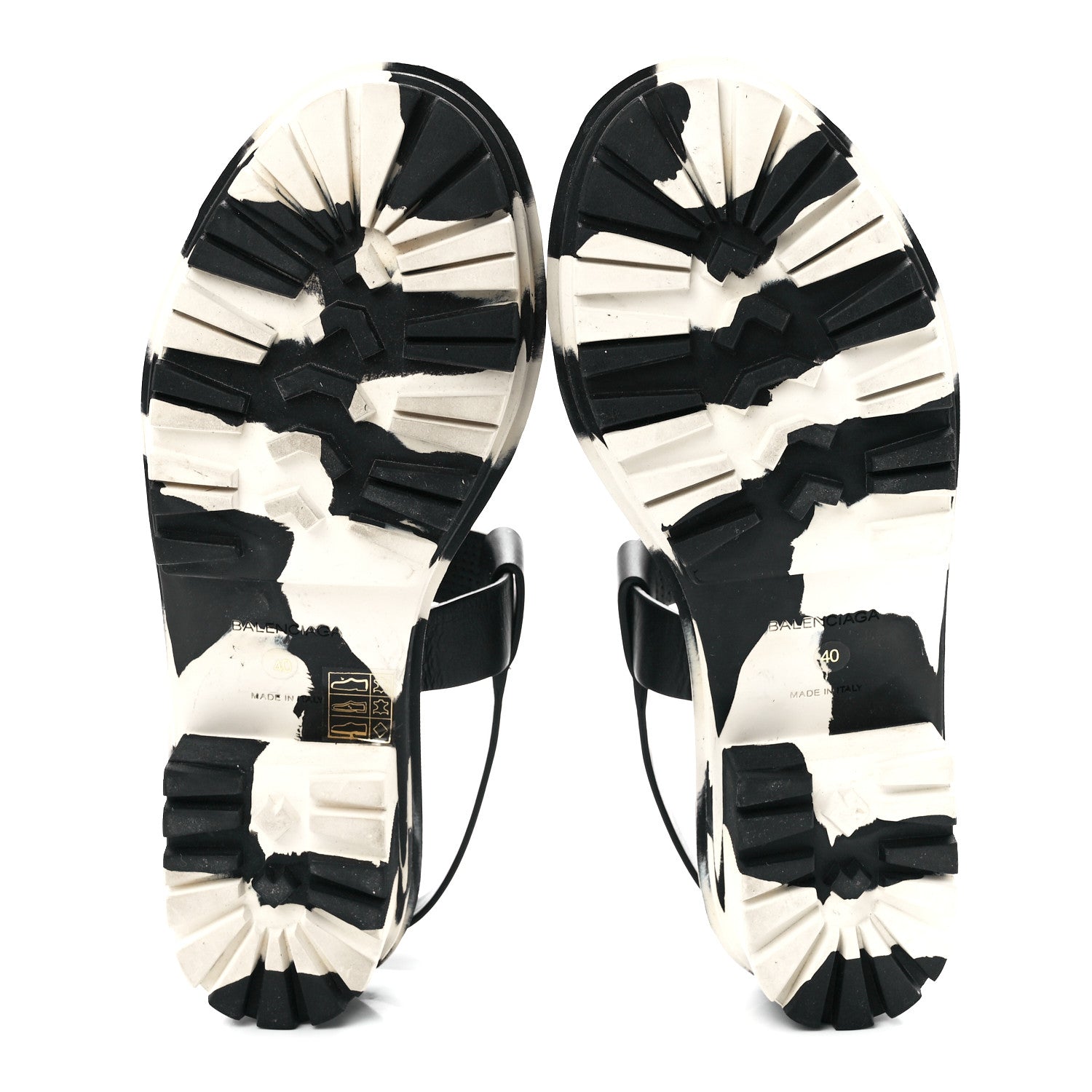 Balenciaga Calfskin Rubber Striped Platform Sandals 40 Black 5 of 9