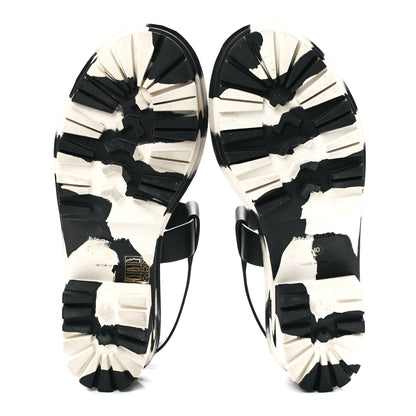 Balenciaga Calfskin Rubber Striped Platform Sandals 40 Black 5 of 9
