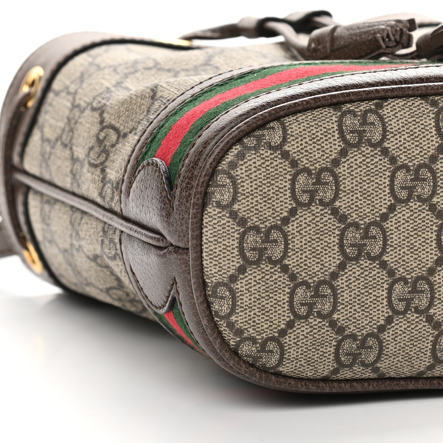 GG Supreme Monogram Web Mini Ophidia Bucket Bag Brown