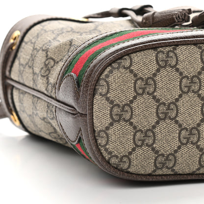 Gucci GG Supreme Monogram Web Mini Ophidia Bucket Bag Brown 8 of 9