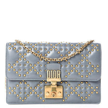 Christian Dior Lambskin Cannage Studded Dioraddict Wallet on Chain Clutch Grey Blue 1 of 9