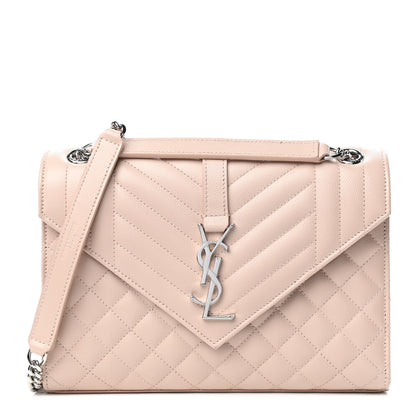 Saint Laurent Grain De Poudre Textured Mixed Matelasse Medium Triquilt Monogram Satchel Marble Pink 1 of 5