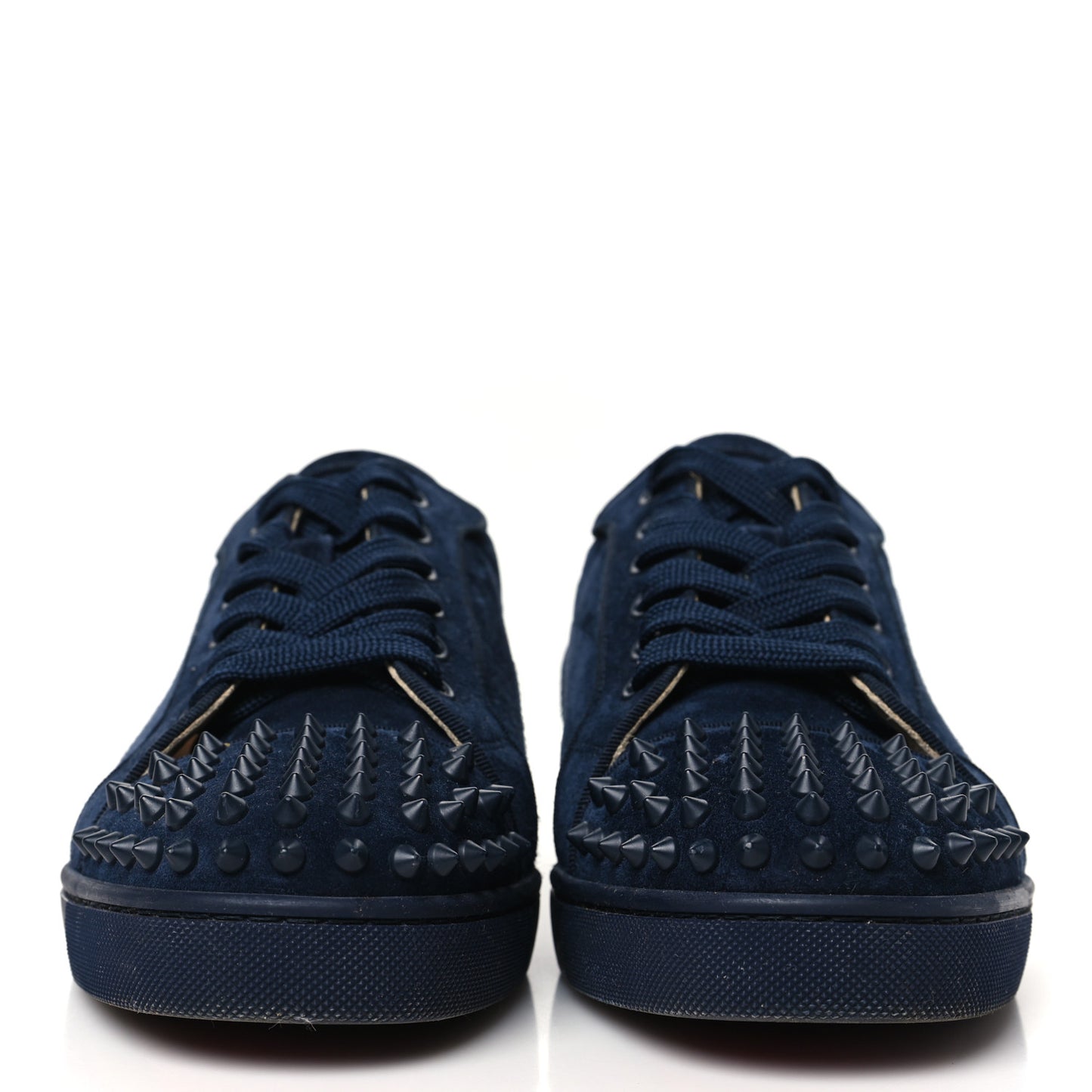 Suede Calfskin Mens Louis Junior Spikes Orlato Flat Sneakers 41 Blue Scuro