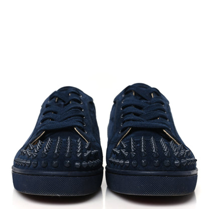 Christian Louboutin Suede Calfskin Mens Louis Junior Spikes Orlato Flat Sneakers 41 Blue Scuro 3 of 9