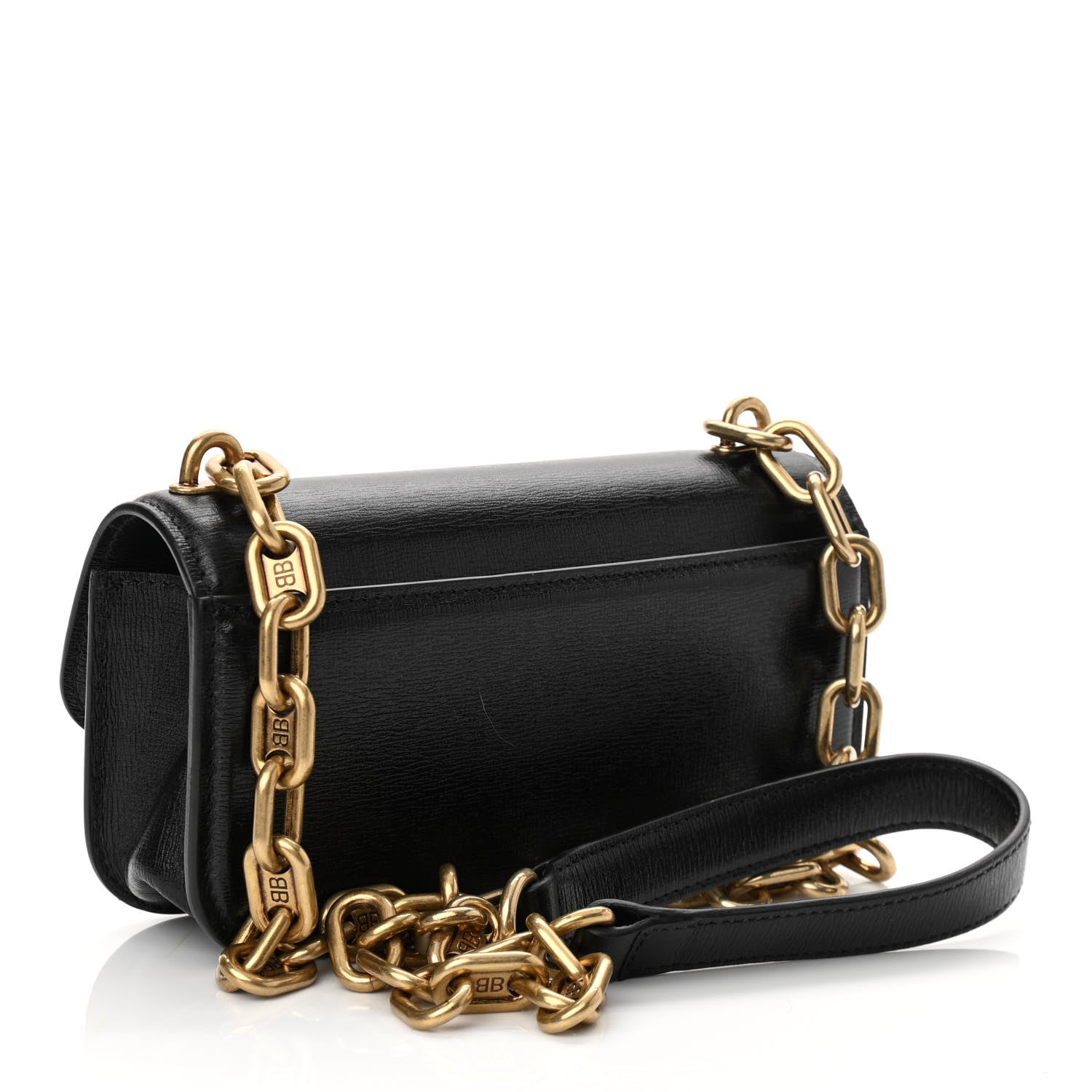 Balenciaga Calfskin Stripe Embossed Gossip Chain Bag XS Black 3 of 10