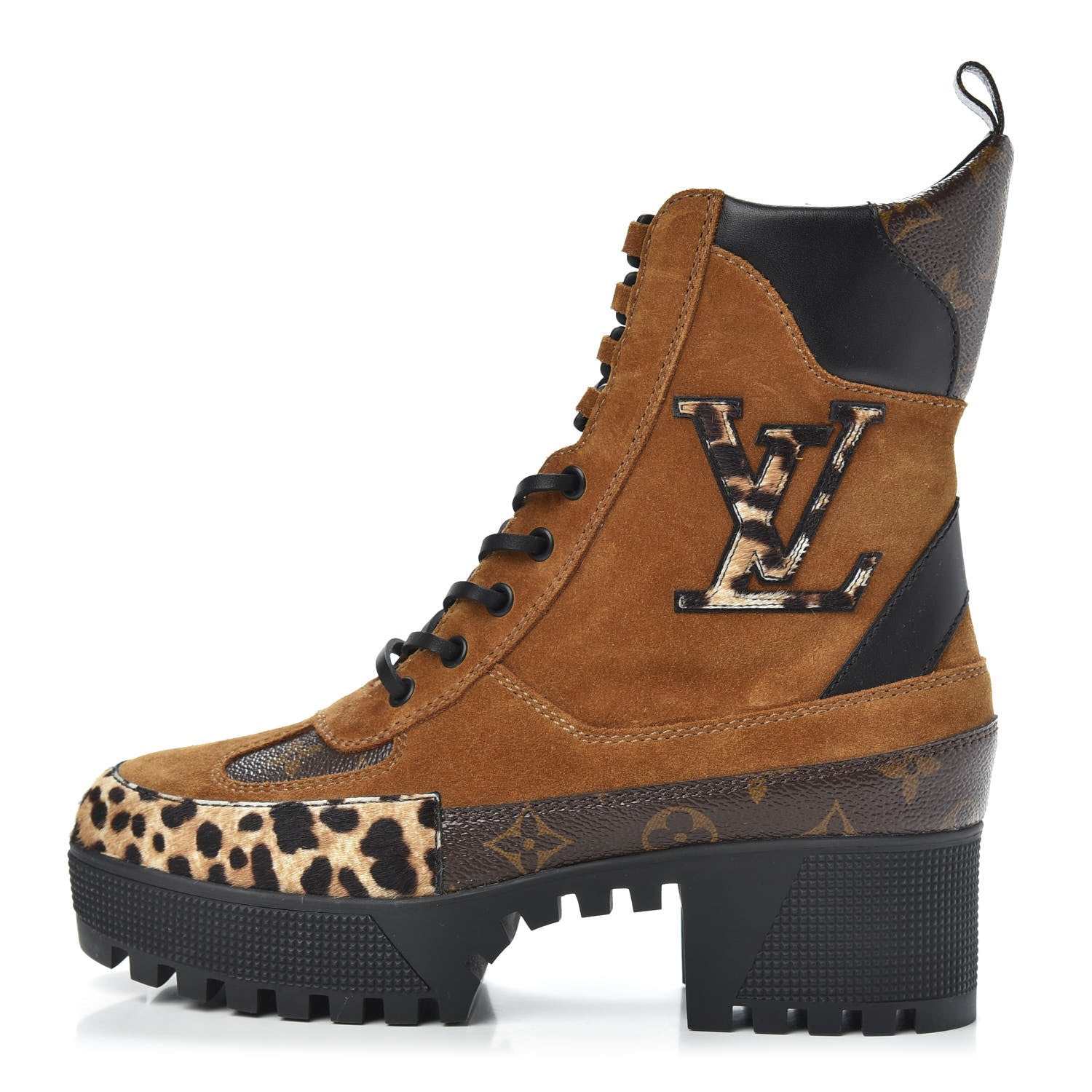 Louis Vuitton Suede Calfskin Monogram Laureate Platform Desert Boots 37.5 Cognac 1 of 7