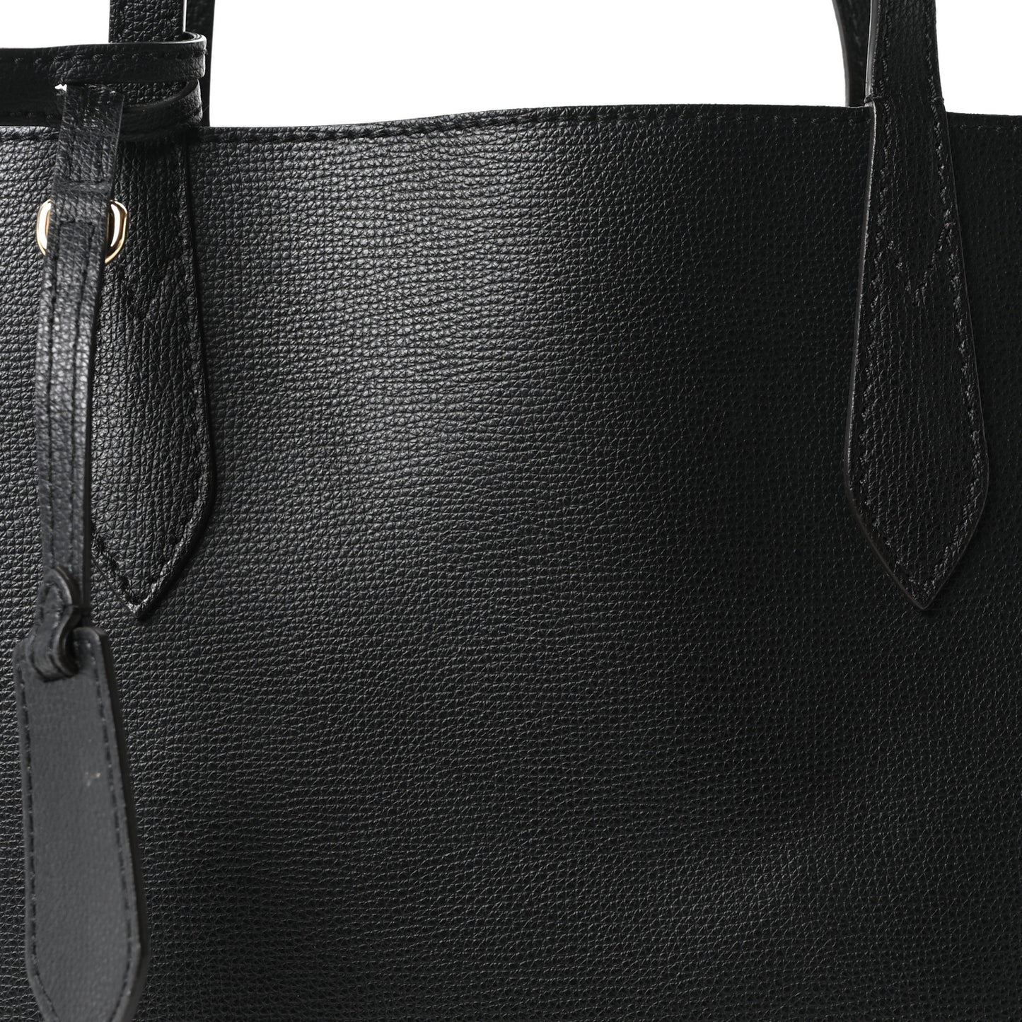 Grainy Calfskin Haymarket Check Medium Reversible Tote Black