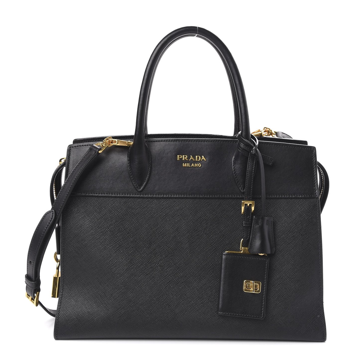 Saffiano City Calfskin Medium Esplanade Tote Black