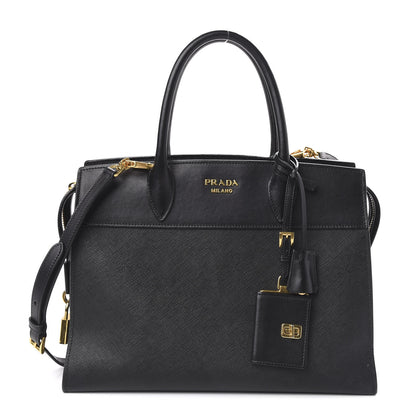 Prada Saffiano City Calfskin Medium Esplanade Tote Black 1 of 9