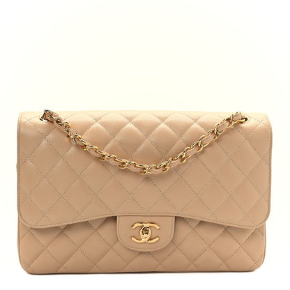 Chanel Caviar Quilted Jumbo Double Flap Beige 1 of 15