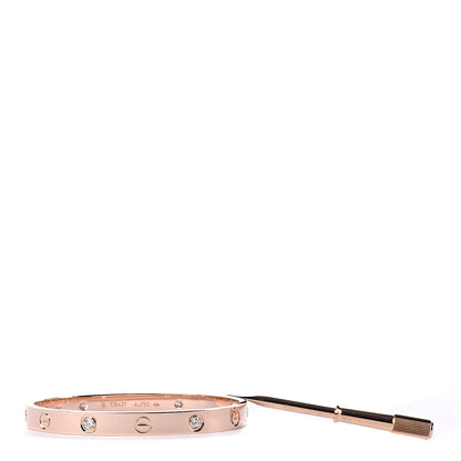 Cartier 18K Pink Gold 4 Diamond LOVE Bracelet 16 6 of 7