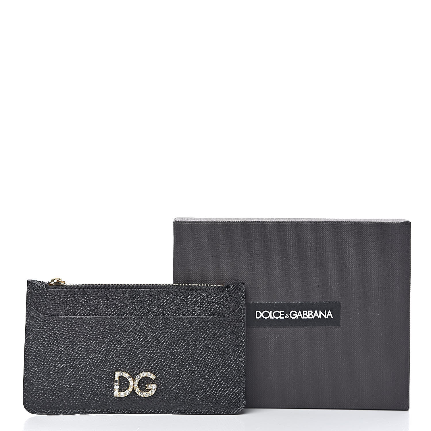 Dolce & Gabbana Dauphine Embellished Logo Zip Card Holder Black 7 of 7