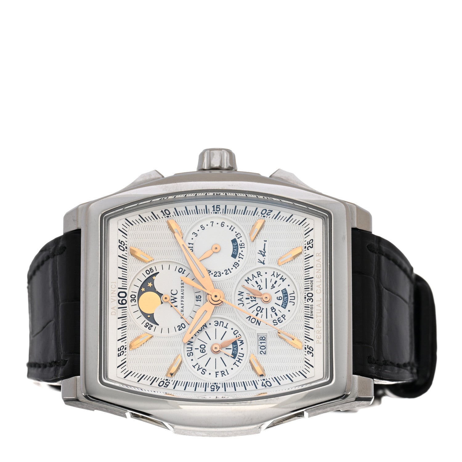 IWC Stainless Steel Alligator 43mm Da Vinci Kurt Klaus Limited Edition Chronograph Automatic Watch Black IW376204 2 of 4