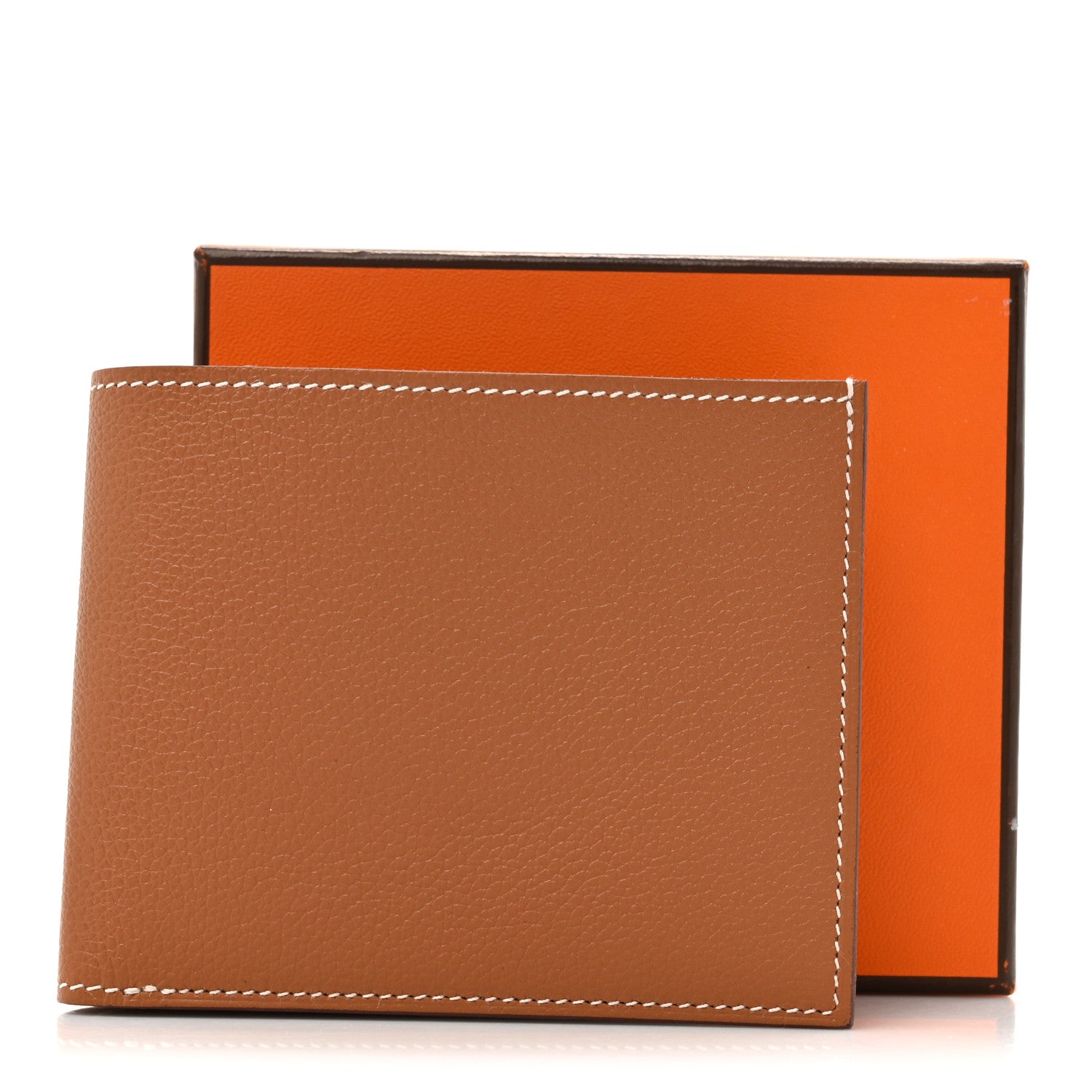 Hermes Evercolor Citizen Twill Compact Wallet Gold Bleu De France
