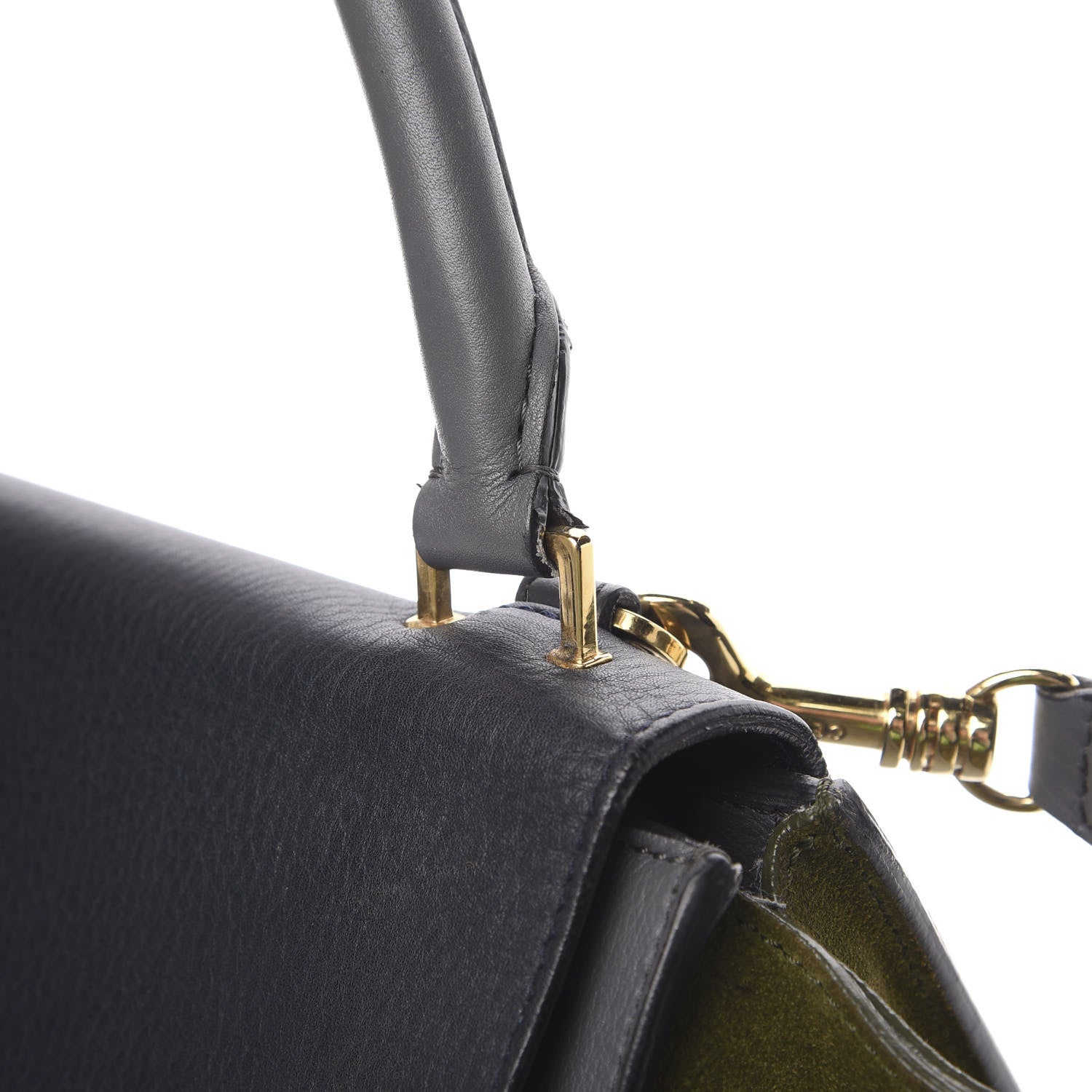 Celine Calfskin Suede Medium Tri-Color Trapeze Navy 18 of 20