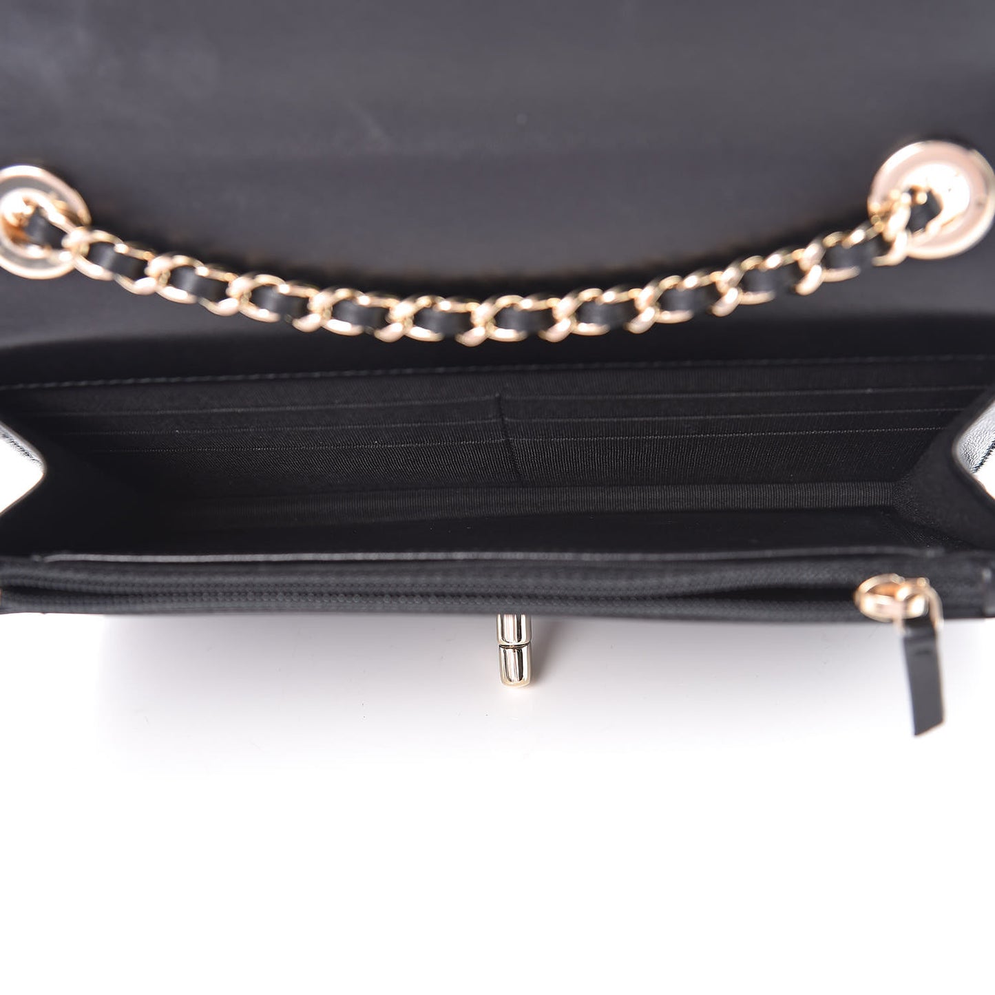 Lambskin Quilted Trendy CC Wallet On Chain WOC Black