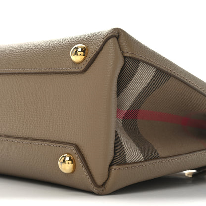 Burberry Grainy Calfskin House Check Small Banner Tote Tan 9 of 9