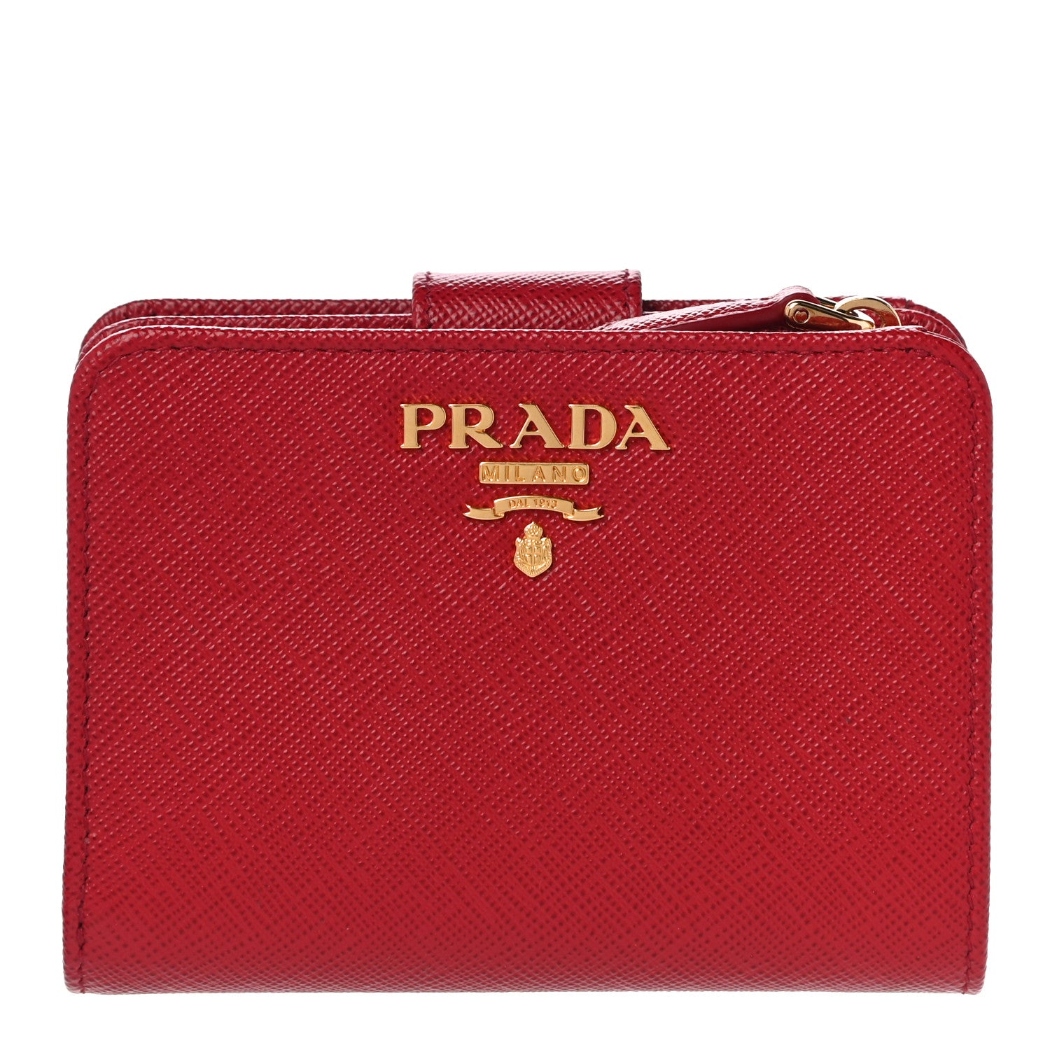 Prada Saffiano Metal Compact Wallet Fuoco 1 of 11