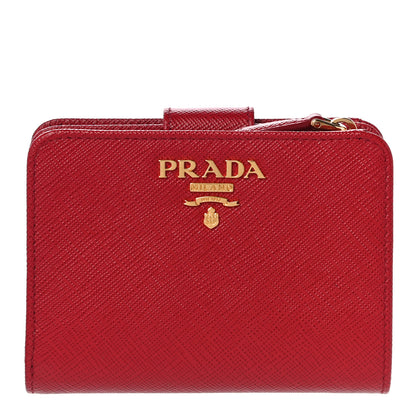 Prada Saffiano Metal Compact Wallet Fuoco 1 of 11