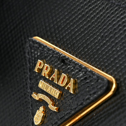 Prada Saffiano Cuir Large Double Bag Black 10 of 10